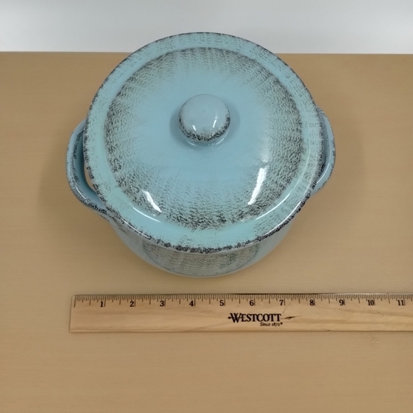 De Silva Terracotta Pottery Pot 6" x 7" Blue Cook Ware Casserole Soup Bean 48oz - Picture 11 of 13